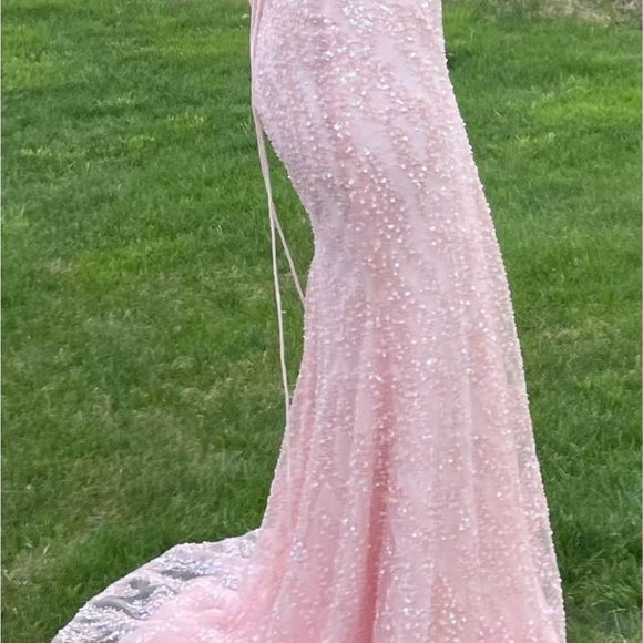 Light pink beaded prom dress - Picture 2 of 4